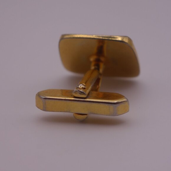 Gold Color Rectangle Cuff Links with Black Stone - Picture 11 of 12